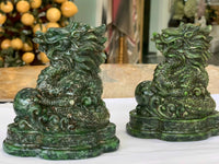 Thumbnail for NATURAL JADE CARVED DRAGON, GREEN JADE STATUE, CREATIVE CARVING, HOME DECOR, LIVING ROOM DOOR DECOR WARDING OFF EVIL ENERGY, LUCKILY, FORTUNE FOR YOUR FAMILY