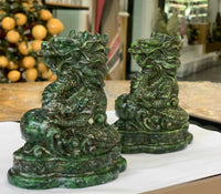 Thumbnail for NATURAL JADE CARVED DRAGON, GREEN JADE STATUE, CREATIVE CARVING, HOME DECOR, LIVING ROOM DOOR DECOR WARDING OFF EVIL ENERGY, LUCKILY, FORTUNE FOR YOUR FAMILY