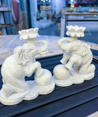 Thumbnail for A PAIR OF HAND-CARVED ANTIQUE STONE ELEPHANT STATUES,  ATTRACT WEALTH-GOOD LUCK AND SUCCESS, HOME DECOR ITEMS AND GIFT FOR EVERYONE.