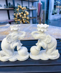 Thumbnail for A PAIR OF HAND-CARVED ANTIQUE STONE ELEPHANT STATUES,  ATTRACT WEALTH-GOOD LUCK AND SUCCESS, HOME DECOR ITEMS AND GIFT FOR EVERYONE.