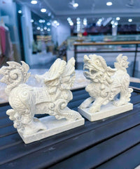 Thumbnail for PAIR ANTIQUE STONE PIXIU STATUES, HAND CARVED, ATTRACT WEALTH- LUCK AND SUCCESS,  EXQUISITE PIECE, PERFECT GIFT FAMILY FRIEND HOUSEWARMING PRESENT,  STORE OPENING.