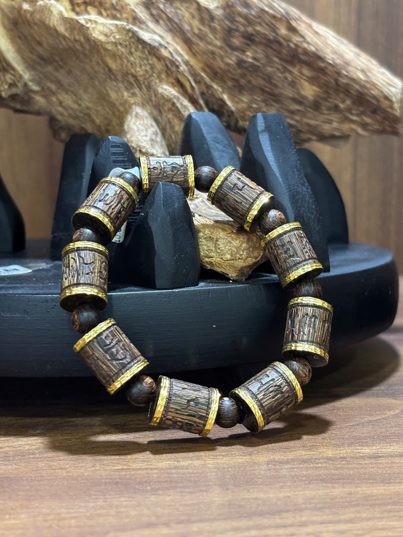 18K AGARWOOD BRACELET – SINKING AGARWOOD, MEN BRACELET, AGARWOOD BRACELET JEWELRY, BRACELET GIFT FOR BIRTHDAY, NATURAL AGARWOOD BRACELET, STRONG SCENT, PREMIUM GRADE AGARWOOD BEADS